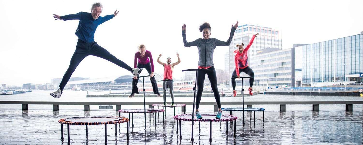 trampoline jumping people